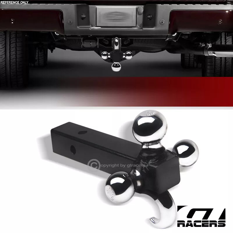 3 In 1 Tri-Ball Mount Trailer Towing Hitch Hook Pin & Clip With 2" Receiver G05