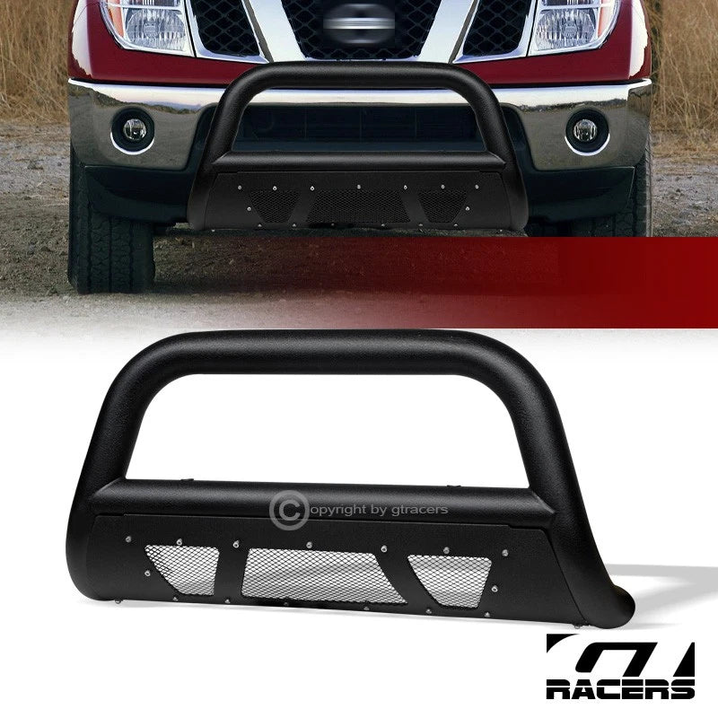 2005-2021 Frontier/Xterra Textured Black Studded Mesh Bull Bar Bumper Guard