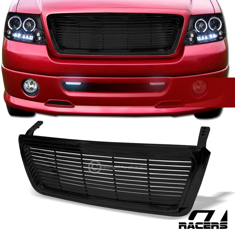 2004-2008 Ford F150 Horizontal Billet Style Glossy Black Front Bumper Grille