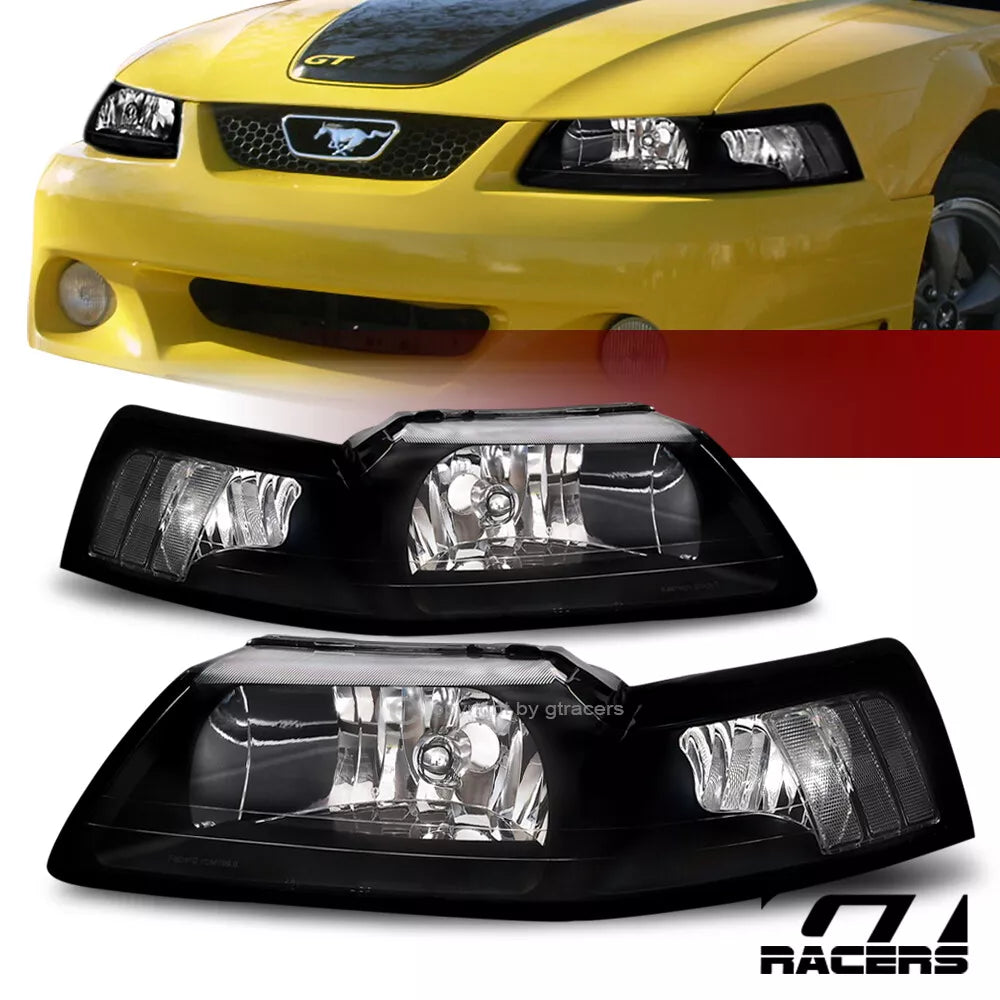 Sale 1999-2004 Ford Mustang Black Clear Housing Headlights Signal Lamps Nb