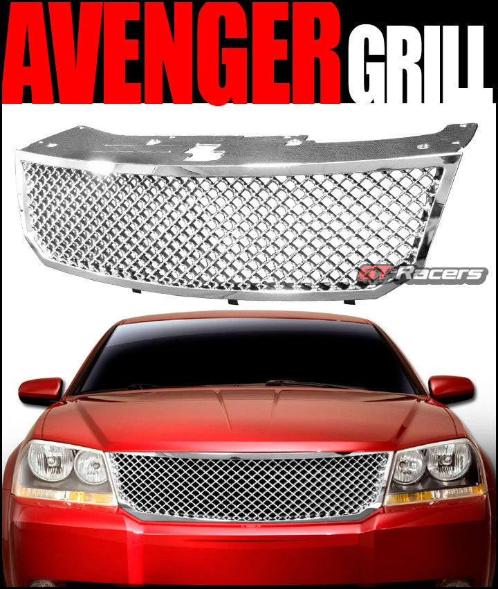 2008-2010 Dodge Avenger Chrome Luxury Mesh Front Hood Bumper Grille Guard