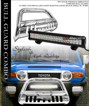 07-14 Toyota Fj Cruiser Chrome Bull Bar Bumper Guard+120W CREE LED Fog Light
