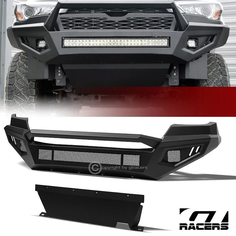 2016-2021 Toyota Tacoma Matte Black Full Width Steel Front Bumper+Skid Plate