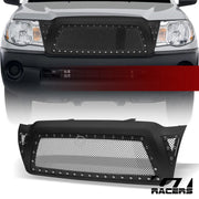 2005-2011 Toyota Tacoma Matte Blk Rivet Bolt Steel Mesh Front Bumper Grille