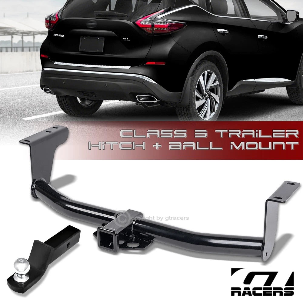2015-2024 Murano Class 3 Black Trailer Hitch Receiver+2" Drop Ball Mount Kit