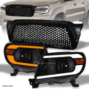 Switchback Sequential 05-11 Tacoma Blk LED Projector Headlights A+Mesh Grill