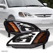 Switchback Sequential 2001-2003 Civic 2Dr/4Dr Blk Headlights w/LED Tube Bar