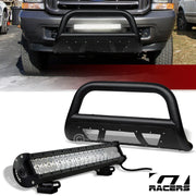 1999-2004 Ford F250/F350 Textured Black Studded Mesh Bull Bar+120W LED Light