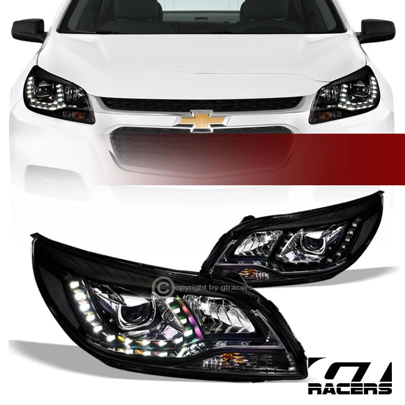 2013-2015 Chevy Malibu/2016 Limited Blk LED Projector Headlights Signal Lamp