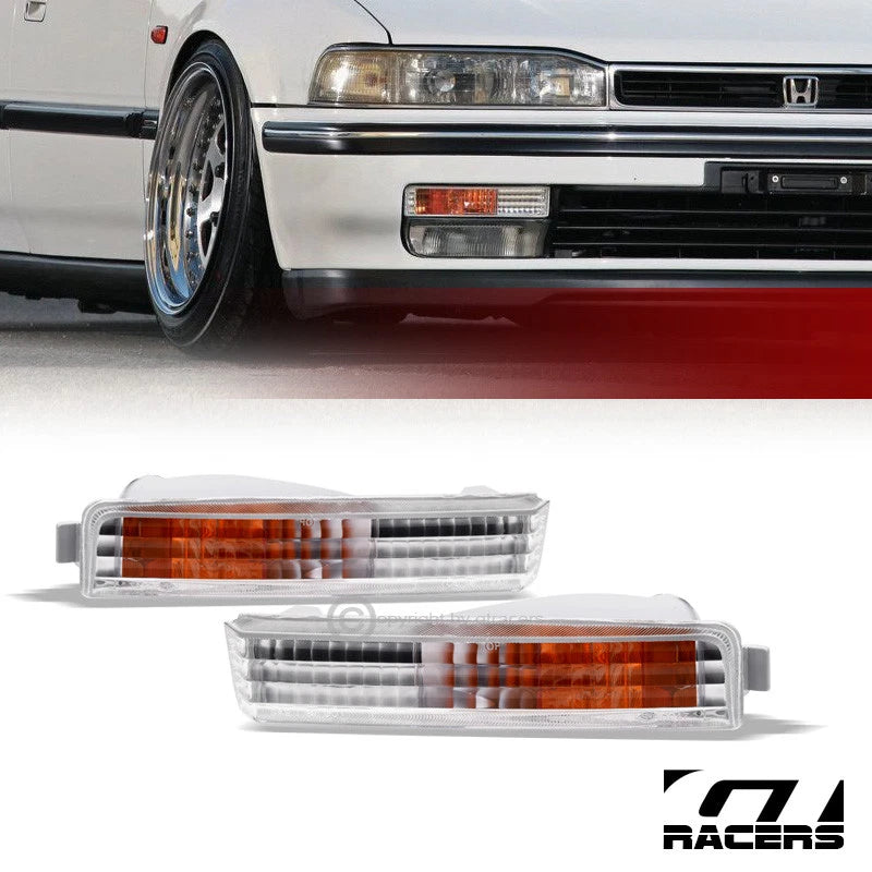 1990-1991 Honda Accord Euro Chrome Clear Turn Signal Parking Bumper Lights