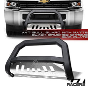 2011-2019 Silverado/Sierra Hd Matte Blk AVT Edge Bull Bar Bumper Guard+Skid