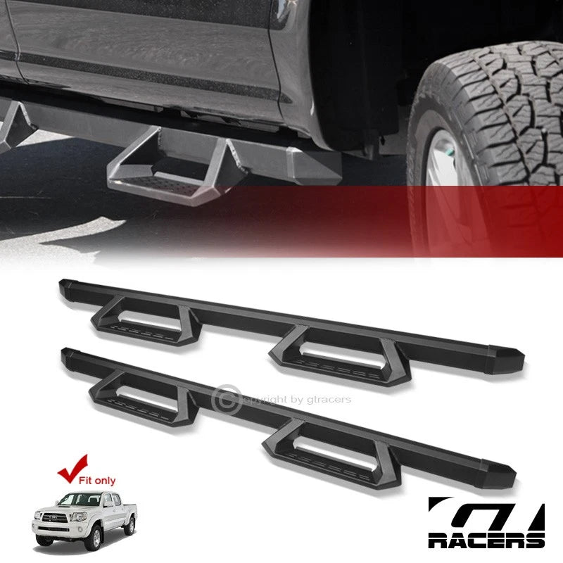 2005-2022 Tacoma Double Cab Matte Blk Aluminum Hoop Drop Step Side Nerf Bars