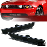 2010-2014 Ford Mustang Black Front Parking Bumper Side Marker Lights Lamps