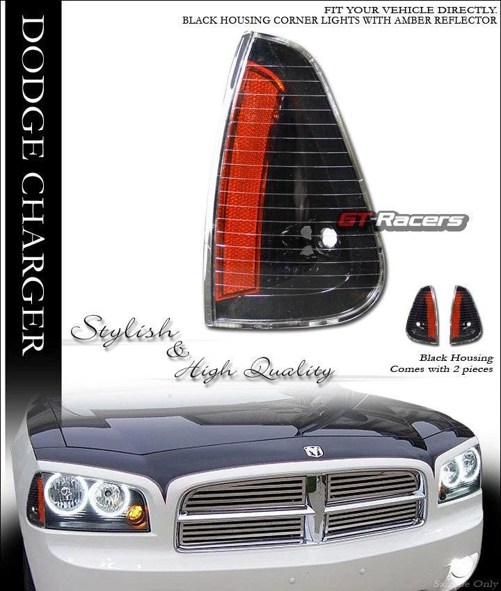 2005/2006-2010 Dodge Charger Black Amber Turn Signal Parking Corner Lights