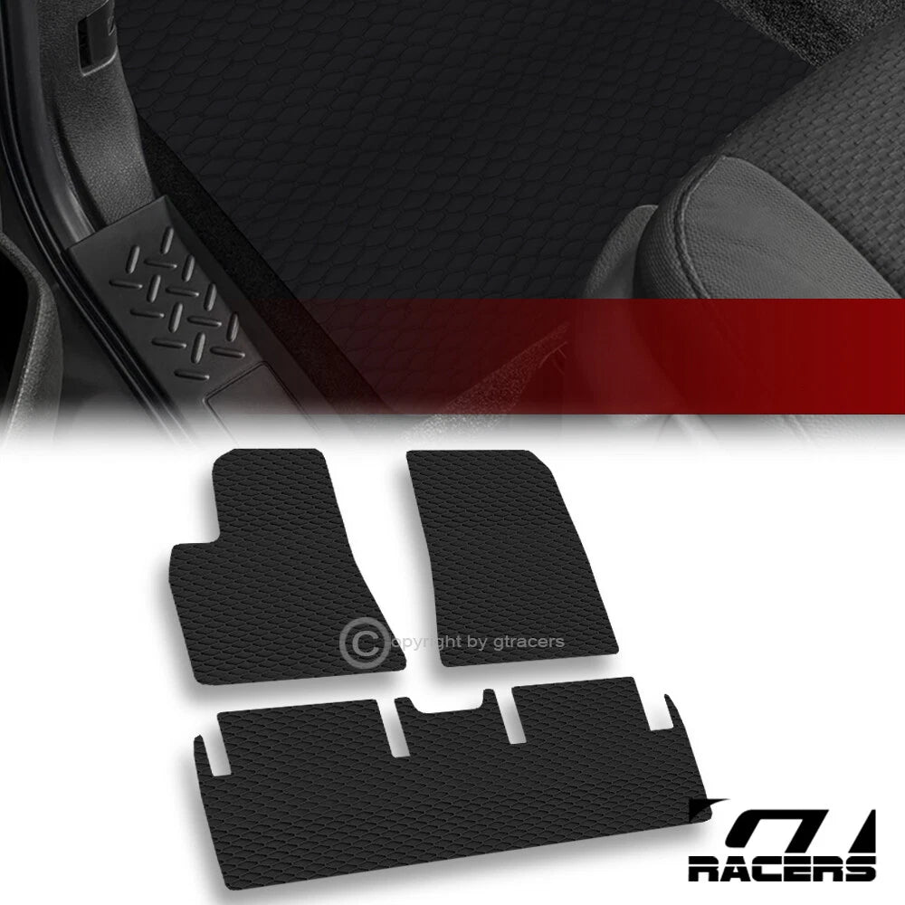 2021-2023 Tesla 3 Long Range Honeycomb HEX Rubber All Weather Floor Mats 3pc