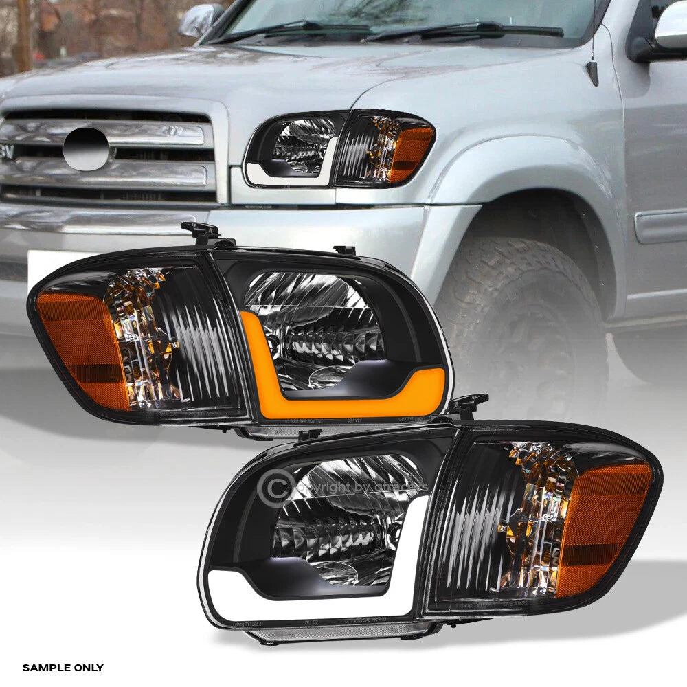 Switchback Sequential 2005-2006 Tundra Crew Blk Headlights+Corner w/LED Tube