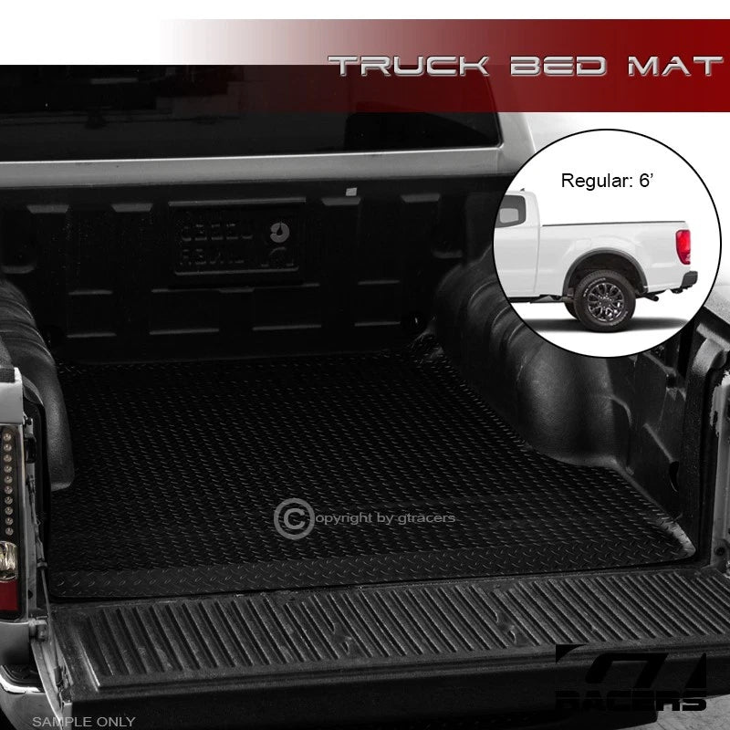 2019-2023 Ford Ranger 6 Ft Blk Rubber Diamond Truck Bed Rug Floor Mat Liner