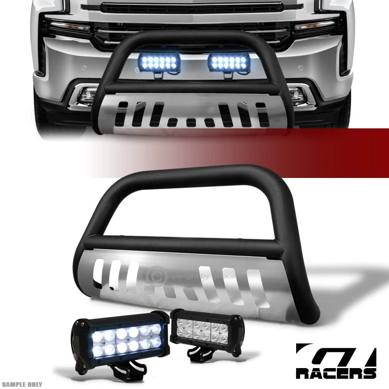 2019-2021 Silverado/Sierra 1500 Matte Blk/Skid Bull Bar Guard+36W LED Lights