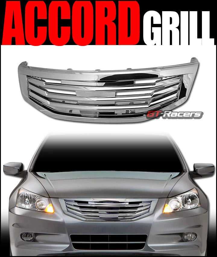 2011-2012 Accord 4 Door Chrome MU Style Front Hood Bumper Grill Grille Guard