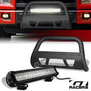2004-2023 F150 Matte Black Studded Mesh Bull Bar Guard+120W CREE LED Light