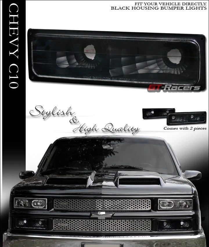 1988-1993 Chevy/GMC C10 CK C/K Truck/SUV Black Signal Bumper Lights Lamps yd