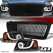 04-08 F150 Black Halo Sequential LED Bar Projector Headlights Amber+V Grille