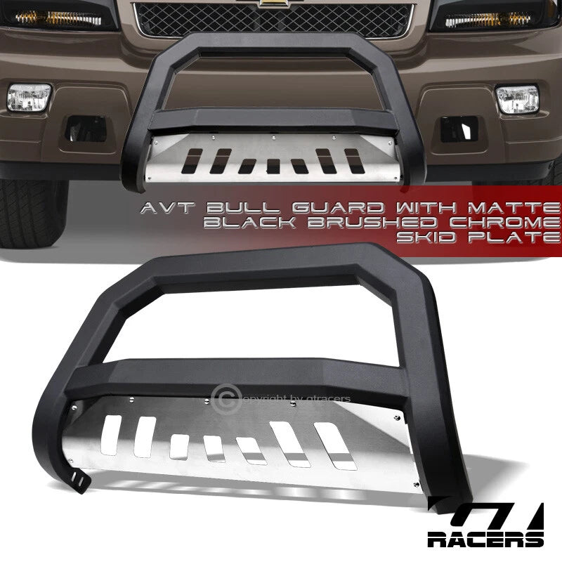 2002-2009 Trailblazer/Envoy Matte Blk AVT Edge Bull Bar Bumper Guard w/Skid