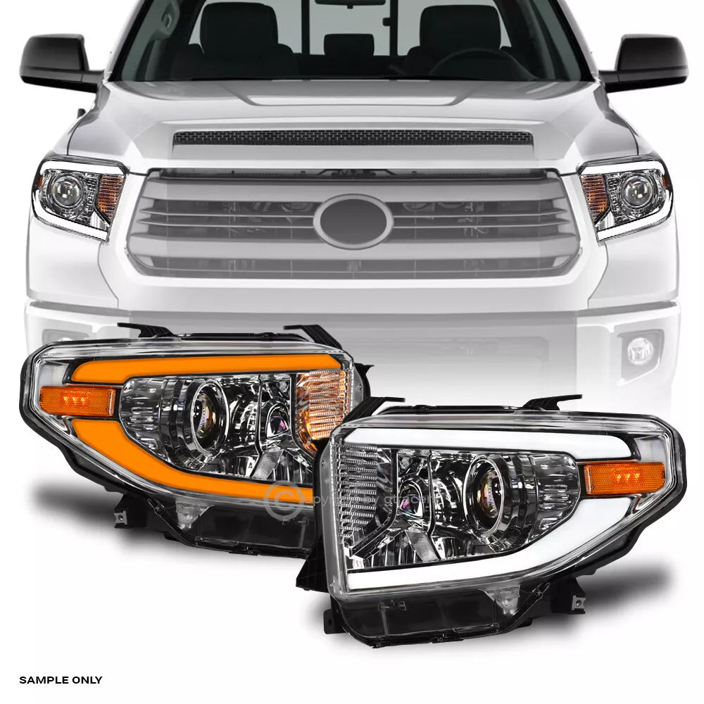 Sequential 14-21 Tundra Level Adjuster Chrome Projector Headlights+LED Tube