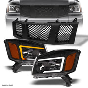 Switchback Sequential 04-07 Titan/Armada Blk LED Headlights Am+Matte M Grill