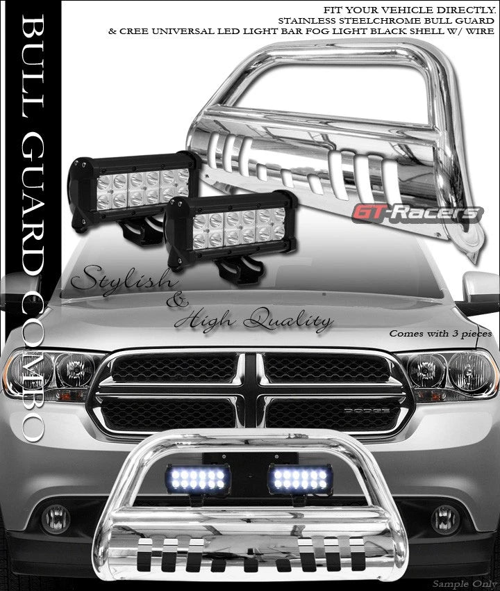 Chrome Bull Bar Bumper Guard w/36W CREE LED Lights 04-10 Dodge Durango/Aspen