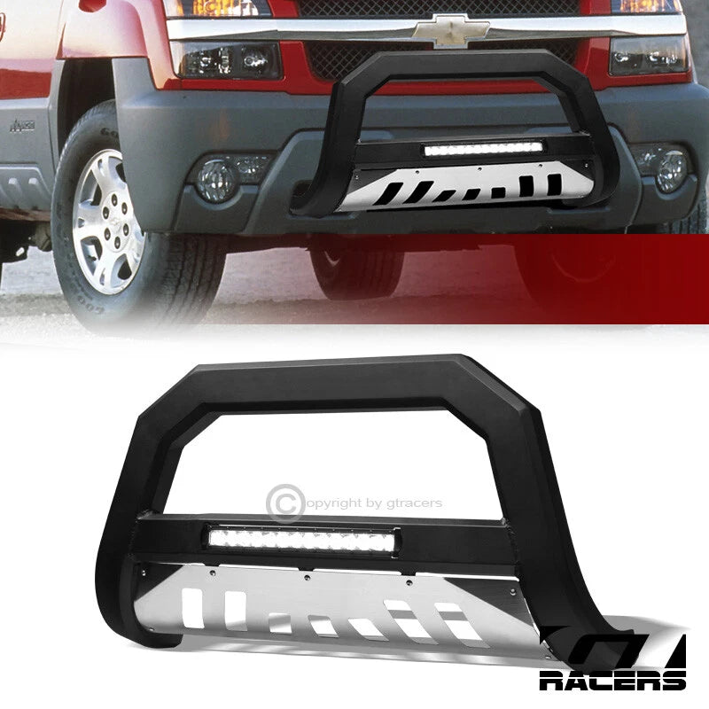 1999-2007 Chevy Silverado 2500 Matte Black/SS Skid AVT Aluminum LED Bull Bar