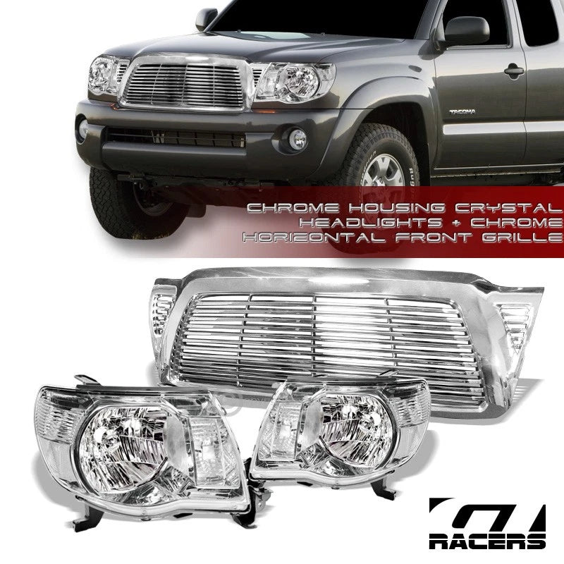 Chrome Headlights Signal Nb w/Horizontal Bumper Grille 05-11 Toyota Tacoma
