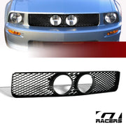 2005-2009 Ford Mustang Gt Black Mesh Front Bumper Grill Grille Fog Hole ABS