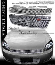 2006-2016 Chevy Impala/Limited Chrome Mesh Front Upper+Lower Bumper Grille