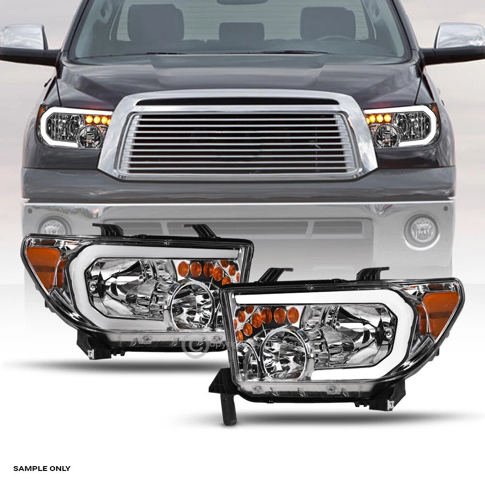 2007-2013 Tundra/2008-2017 Sequoia Chrome Headlights Signal Amber w/LED Tube