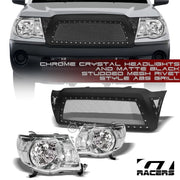 2005-2011 Toyota Tacoma Chrome Headlights Signal+Matte Blk Rivet Mesh Grille