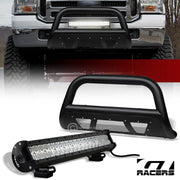 2005-2007 Ford F250/F350 Textured Black Studded Mesh Bull Bar+120W LED Light