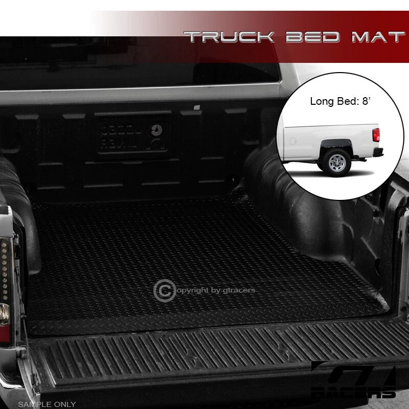 2007-2018 Silverado/Sierra 8' Black Rubber Diamond Truck Bed Floor Mat Liner