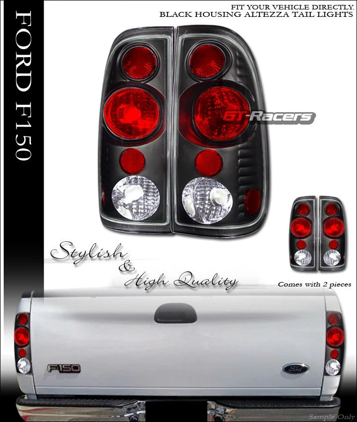 1997-2003 Ford F150 F250 F350 Styleside Black Altezza Tail Lights Lamps Ks