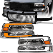Sequential 00-06 Suburban/Tahoe Chrome LED Tube Headlights A+Blk Mesh Grille