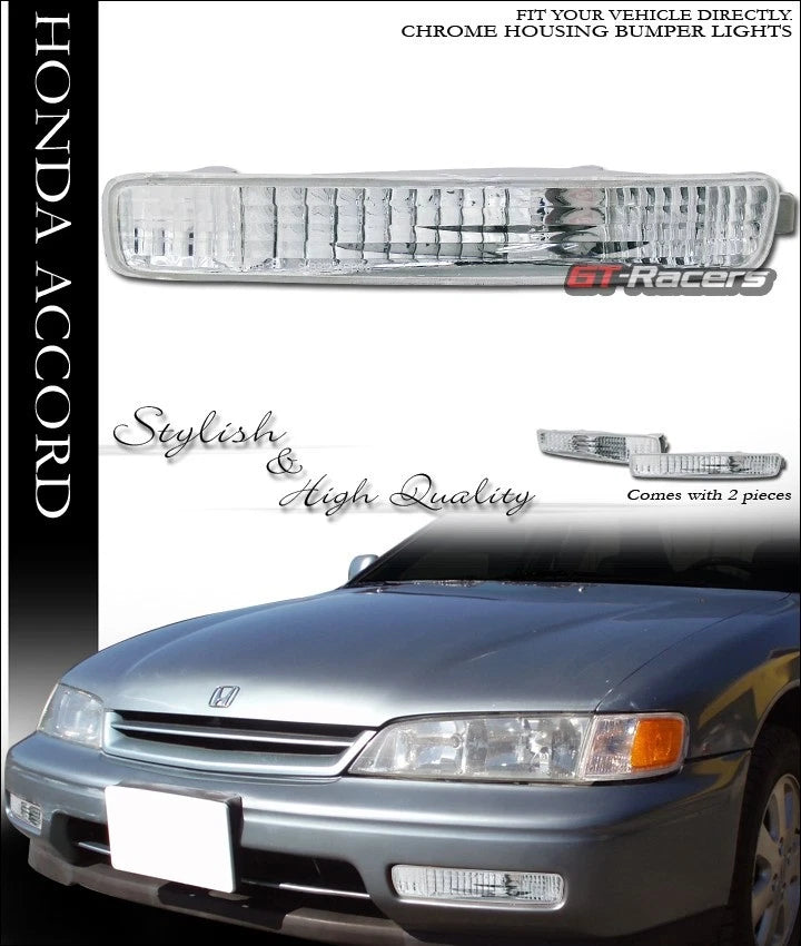 1996-1997 Honda Accord Euro Chrome Clear Turn Signal Parking Bumper Lights