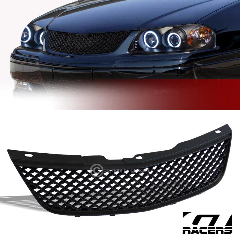 2000-2005 Chevy Impala Black Luxury Mesh Front Hood Bumper Grill Grille ABS