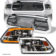 Switchback Sequential 13-18 Ram 1500 Chrome LED Pro Headlights Am+BH Grille