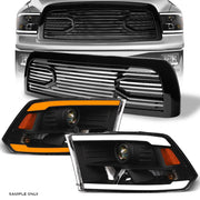 Switchback Sequential 10-18 Ram 2500 Blk LED Projector Headlights A+BH Grill