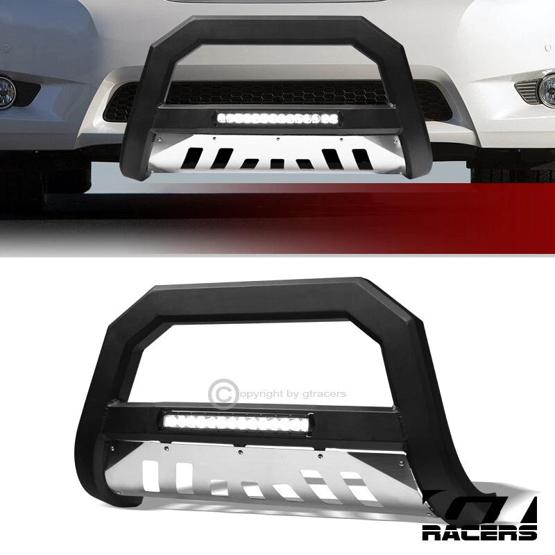 2011-2020 Sienna Matte Black/SS Skid AVT Aluminum LED Bull Bar Bumper Guard