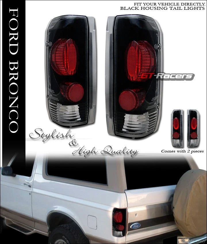 1990-1996 Ford Bronco F150 F250 Pickup Black Sport Altezza Tail lights Lamps