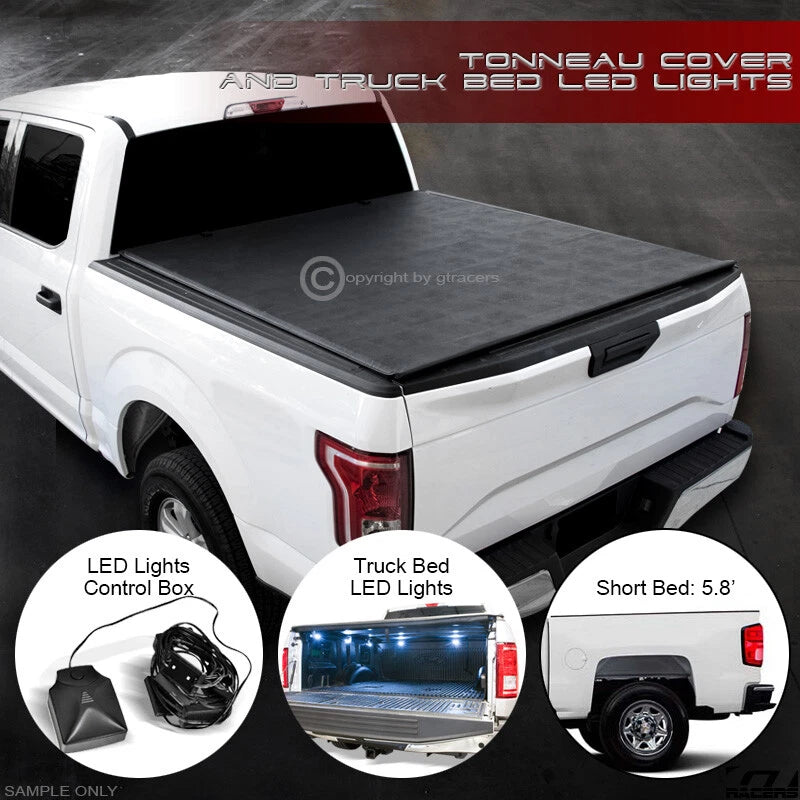 2014-2018 Silverado/Sierra 5.8 Bed Lo-Roll Lock Soft Tonneau Cover+LED Light