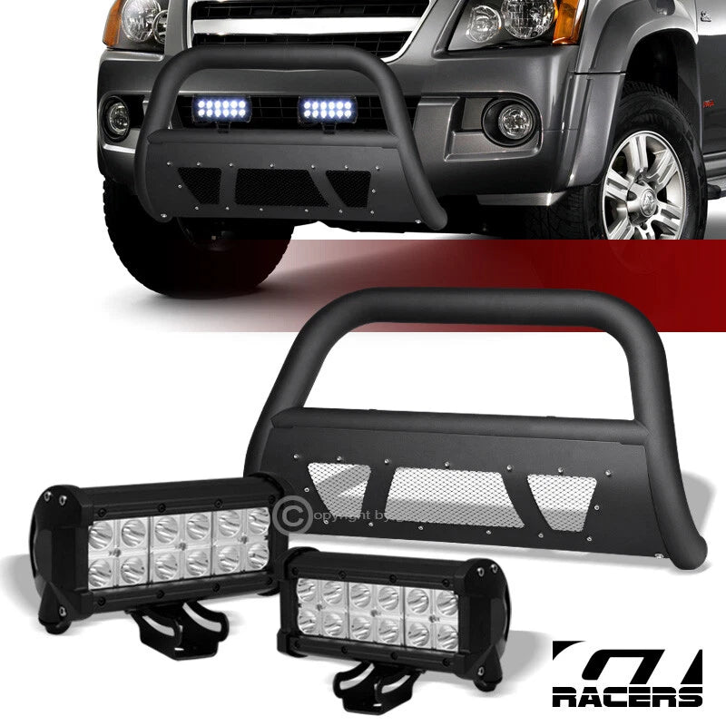 Matte Black Studded Mesh Bull Bar+36W CREE LED Lights 04-12 Colorado/Canyon
