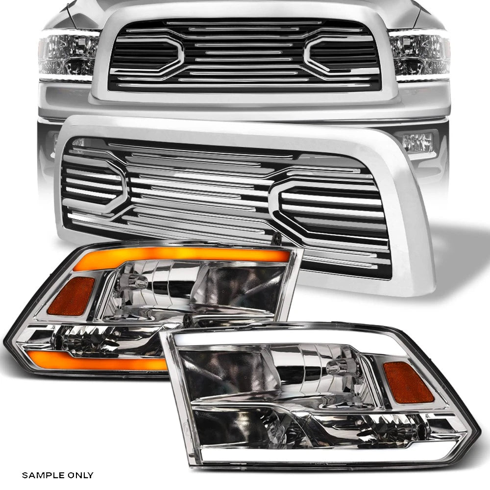 Switchback Sequential 10-18 Ram 2500 Chrome LED Headlights A+Big Horn Grille