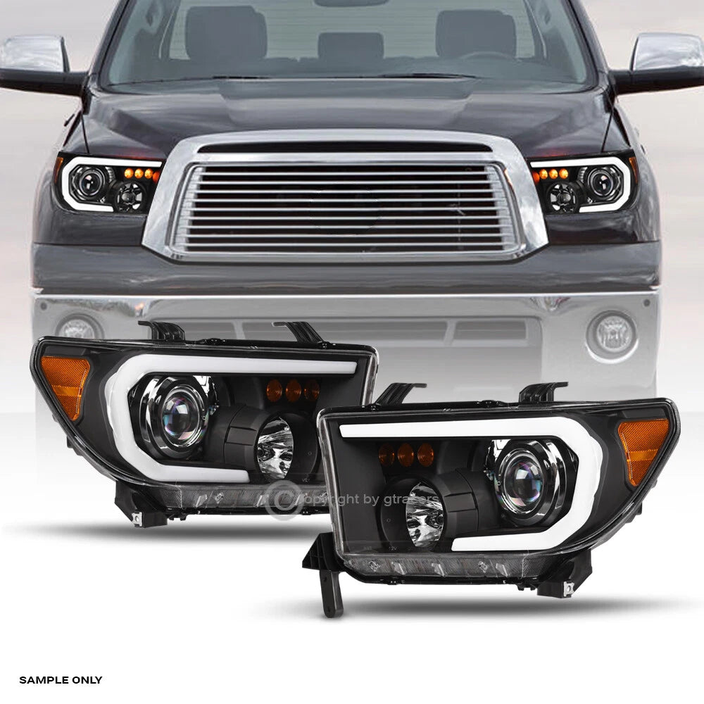 2007-2013 Tundra/Sequoia Black Projector Headlights Signal Amber w/LED Tube